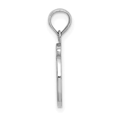 10K White Gold Polished O Script Initial Charm