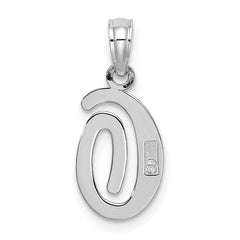 10K White Gold Polished O Script Initial Charm