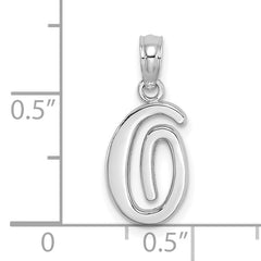 10K White Gold Polished O Script Initial Charm