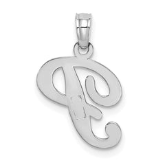 10K White Gold Polished P Script Initial Charm