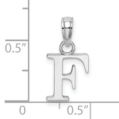 10K White Gold Polished F Block Initial Charm