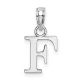 10K White Gold Polished F Block Initial Charm