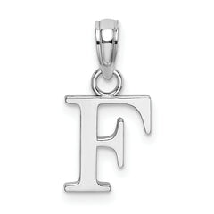 10K White Gold Polished F Block Initial Charm