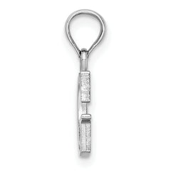 10K White Gold Polished G Block Initial Charm