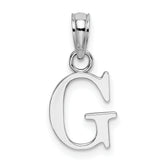 10K White Gold Polished G Block Initial Charm