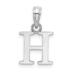 10K White Gold Polished H Block Initial Charm
