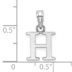 10K White Gold Polished H Block Initial Charm