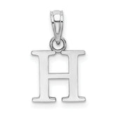 10K White Gold Polished H Block Initial Charm