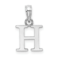 10K White Gold Polished H Block Initial Charm