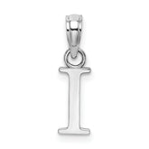 10K White Gold Polished I Block Initial Charm