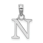 10K White Gold Polished N Block Initial Charm