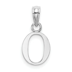 10K White Gold Polished O Block Initial Charm