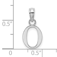 10K White Gold Polished O Block Initial Charm