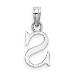 10K White Gold Polished S Block Initial Charm