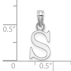 10K White Gold Polished S Block Initial Charm