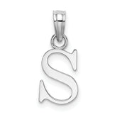 10K White Gold Polished S Block Initial Charm