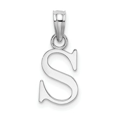 10K White Gold Polished S Block Initial Charm