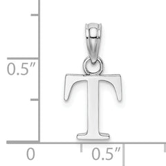 10K White Gold Polished T Block Initial Charm