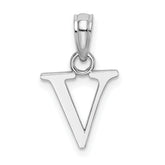 10K White Gold Polished V Block Initial Charm