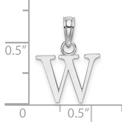 10K White Gold Polished W Block Initial Charm