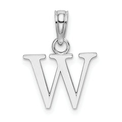 10K White Gold Polished W Block Initial Charm