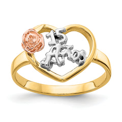 10K Two-tone & Rhodium 15 Anos Ring