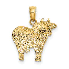 10K 2-D Polished Playful Cow Charm