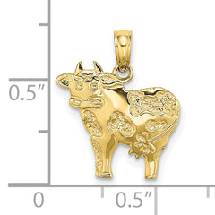 10K 2-D Polished Playful Cow Charm