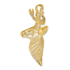 10K 3-D Textured Deer Head Charm