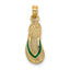 10K None 3-D with Green Enamel Single Flip-Flop Charm