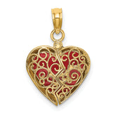 10K 3-D Reversible Heart Opens Charm