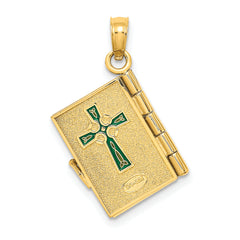 10K 3-D Moveable Enameled AN IRISH PRAYER Book w/Clover Charm