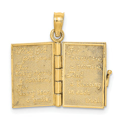 10K 3-D Moveable Enameled AN IRISH PRAYER Book w/Clover Charm