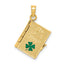 Irish Prayer Book Charm in 10K Yellow Gold with Enameled Clover, 24mm - Sophia Jewelers