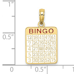 10K w/ Enamel Bingo Card Charm