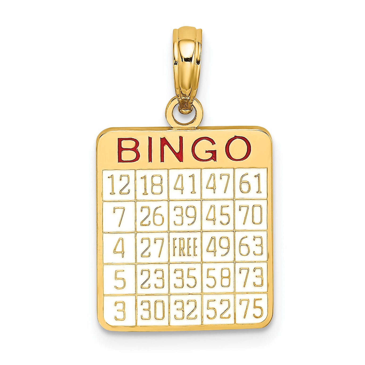 10K w/ Enamel Bingo Card Charm