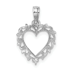 10K White Gold Heart w/ Lace Trim Charm