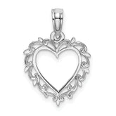 10K White Gold Heart w/ Lace Trim Charm
