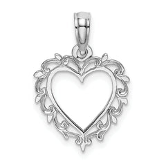 10K White Gold Heart w/ Lace Trim Charm