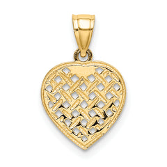 10K Cut-Out Textured Woven Heart Charm