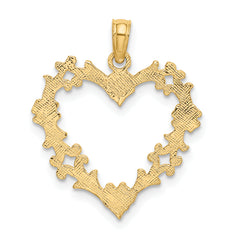 10K Cut-Out Floral Heart Charm