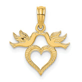 10K Heart w/ Love Birds Charm