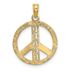 10K Flat Textured Peace Sign Charm