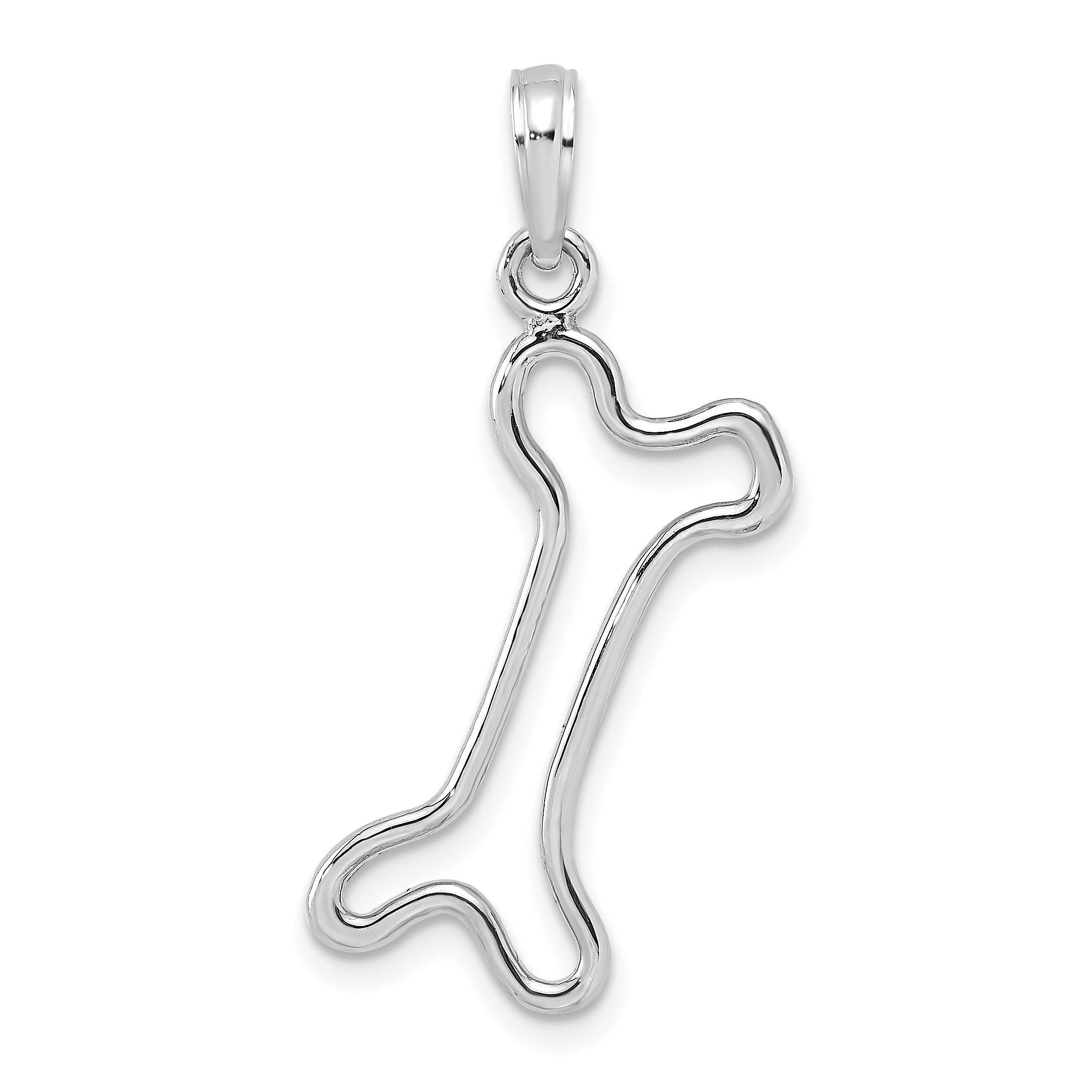 10K White Gold Cut-Out Polished Dog Bone Charm