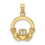 10K None Polished Textured Round Claddagh Charm