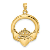 10K Polished Large Claddagh Heart Charm