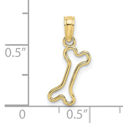 10K Cut-Out Polished Mini Dog Bone Charm