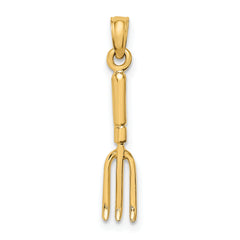 10K 3-D Fork Garden Tool Charm