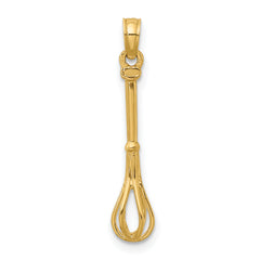10K 3-D Polished Whisk Charm