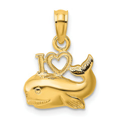 10K Polished  I HEART WHALES Charm